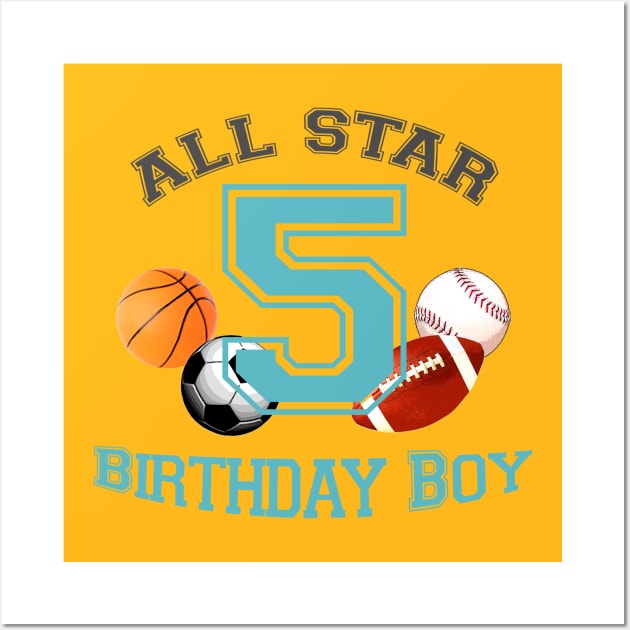 5 years old sports birthday Wall Art by LND4design